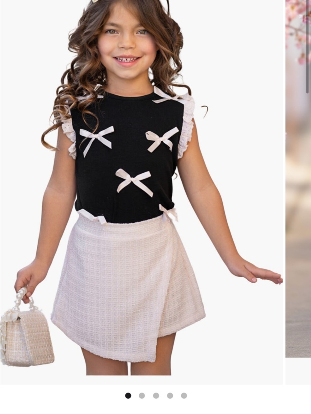 Black Knit Top and Cream Wrap Skort Set - Girls 4T/5T